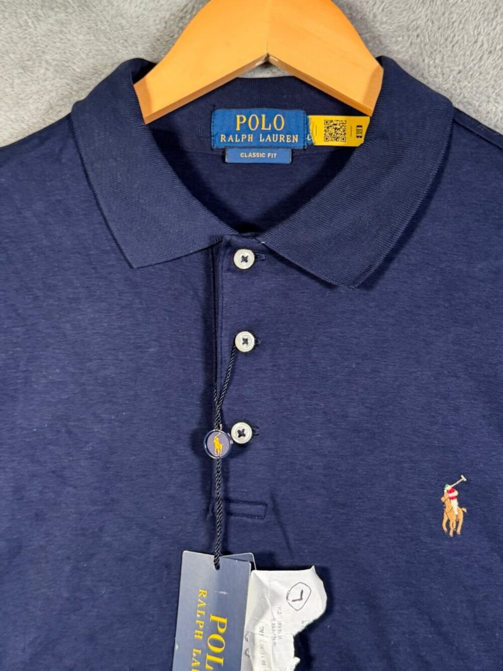 Polo Ralph Lauren Shirt Mens L Navy Blue Short Sleeve Classic Fit Cotton Soft